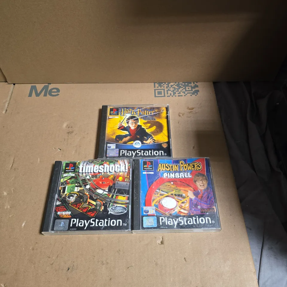 3 X PLAYSTATION 1 GAMES INCLUDING HARRY POTTER AND THE CHAMBER OF SECRETS AND AUSTIN POWERS PIN BALL 