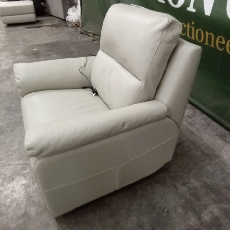 QUALITY DESIGNER ITALIAN MADE ELECTRIC RECLINER LEATHER ARMCHAIR - SAND