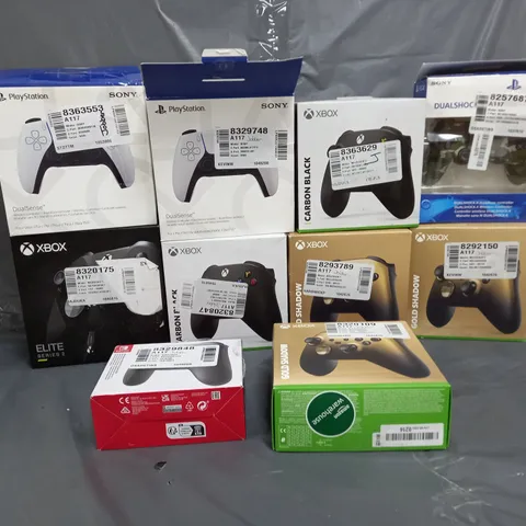10 ASSORTED GAMING CONTROLLERS TO INCLUDE PLAYSTATION, XBOX AND NINTENDO
