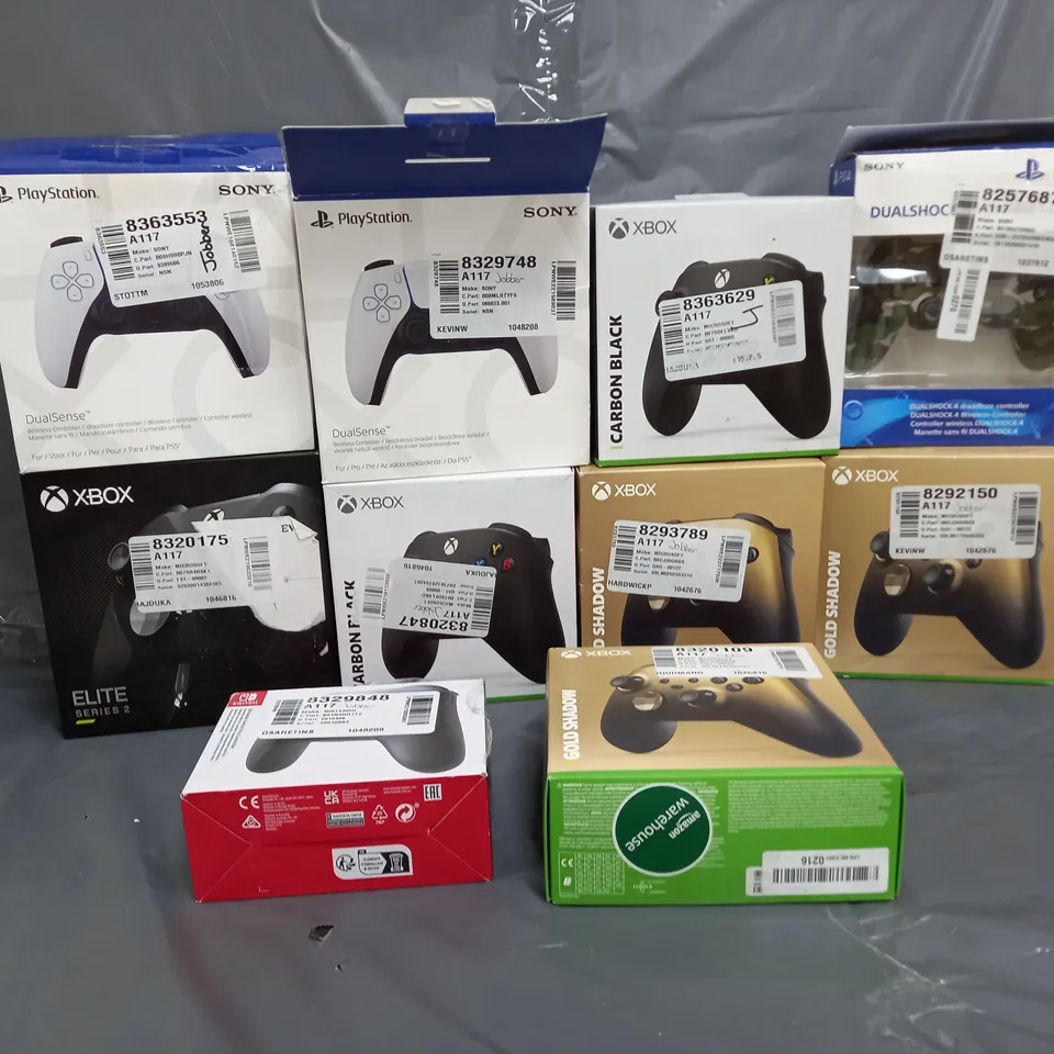 10 ASSORTED GAMING CONTROLLERS TO INCLUDE PLAYSTATION, XBOX AND NINTENDO