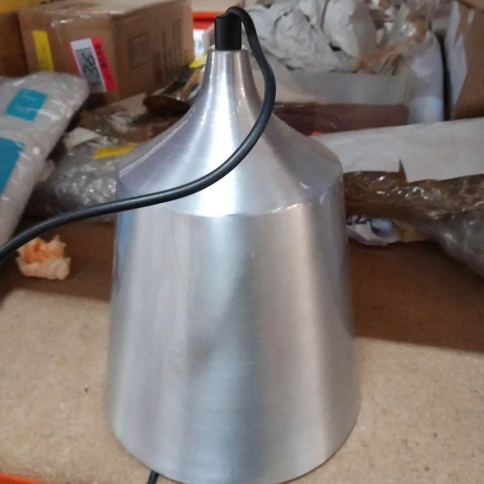 BOXED 1-LIGHT SINGLE CONE PENDANT SILVER FINISH