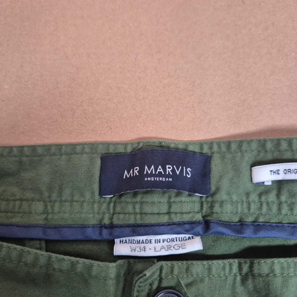 MR MARVIS THE ORIGINALS OLIVE GREEN SHORTS, UK 34 (W34/LARGE)