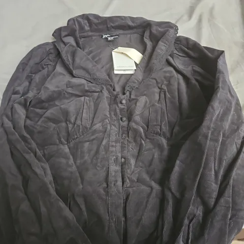 NOBODY'S CHILD BLACK BUTTON-FRONT BLOUSE, UK 10 (EU 38, USA 6)