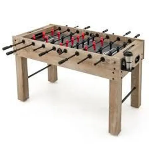 BOXED 137 CM FULL SIZE SOCCER FOOTBALL TABLE WITH 2 BALLS AND 2 FOLDABLE CUP HOLDERS-NATURAL - PUCKABUYS