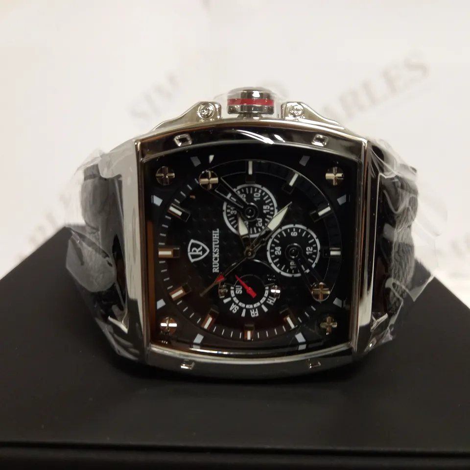 RUCKSTUHL CHRONOGRAPH LEATHER STRAP WATCH