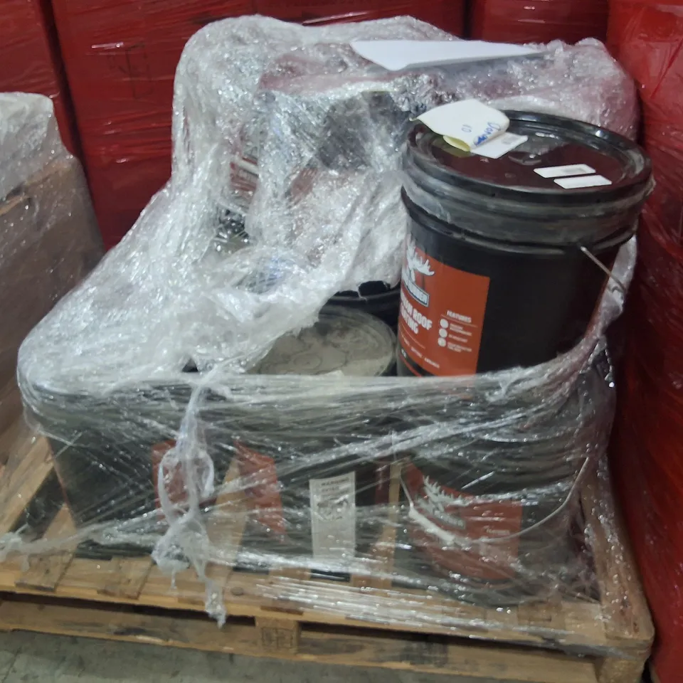 PALLET CONTAINING APPROXIMATELY 14 LIQUID RUBBER CARAVAN ROOF COATING