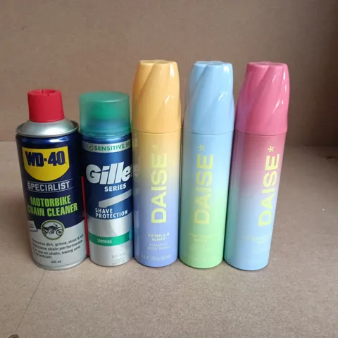 APPROXIMATELY 15 ASSORTED AEROSOLS TO INCLUDE DAISE , SHAVING FOAM AND WD-40