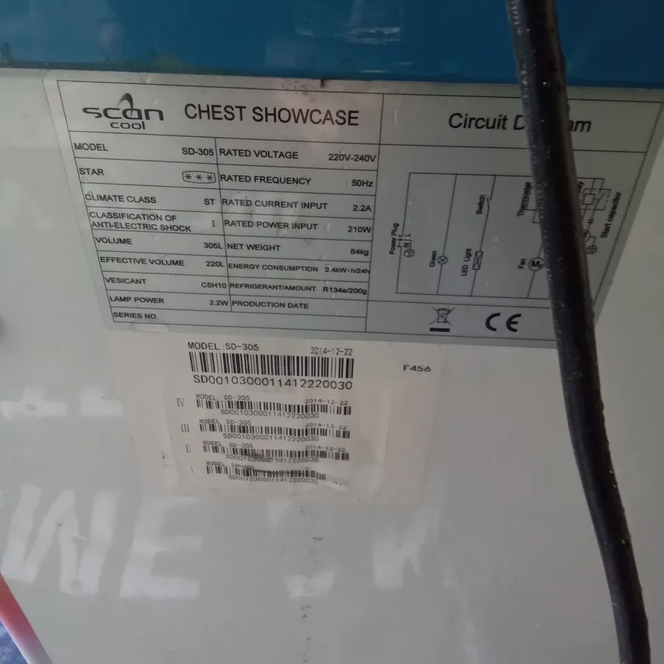 SCAN COOL SD-305 220L COMMERCIAL FREEZER