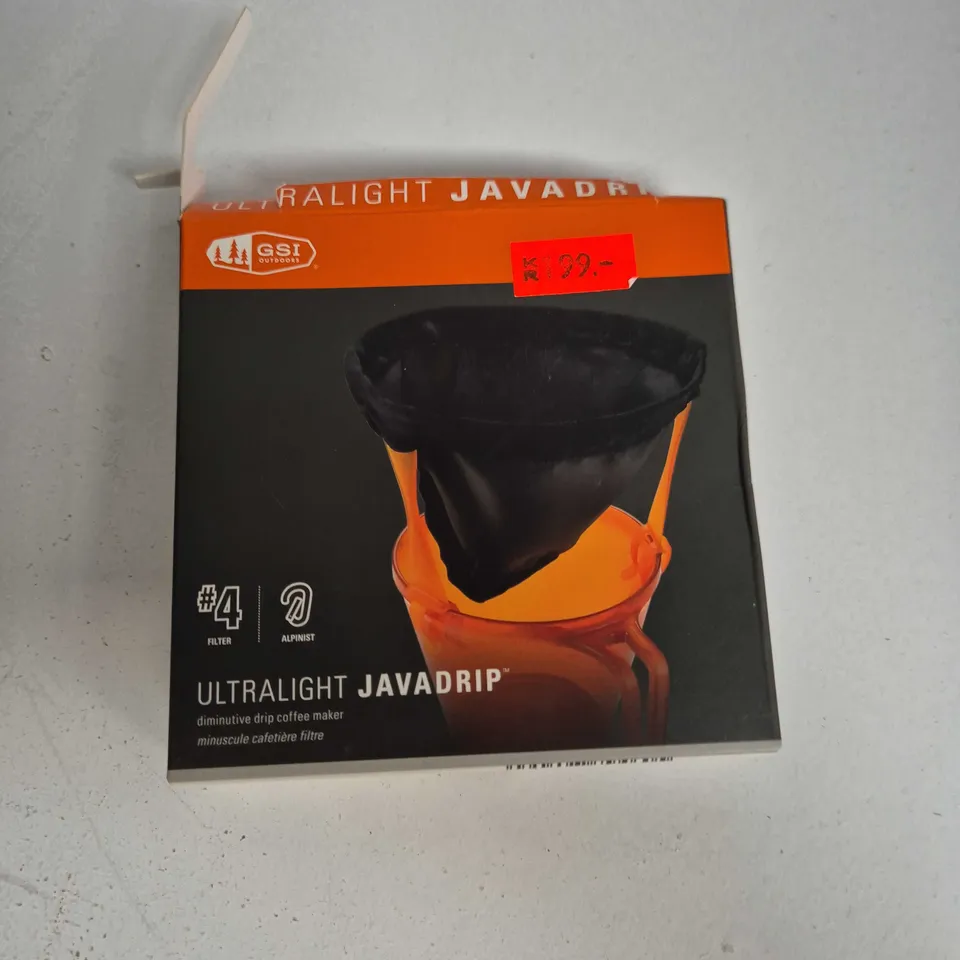 TOTE OF APPROXIMATELY 9 ASSORTED ITEMS TO INCLUDE: ULTRALIGHT JAVADRIP