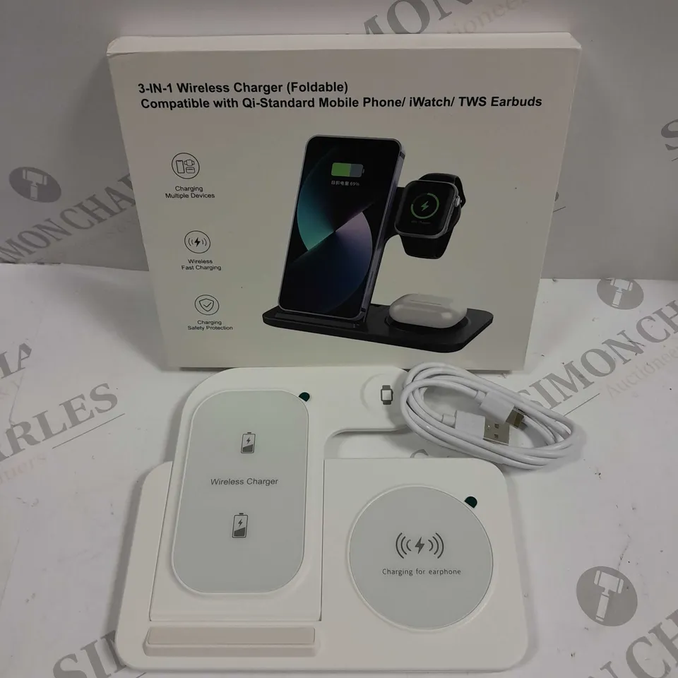 BOXED Y010 3 IN 1 WIRELESS FOLDABLE CHARGING STAND 