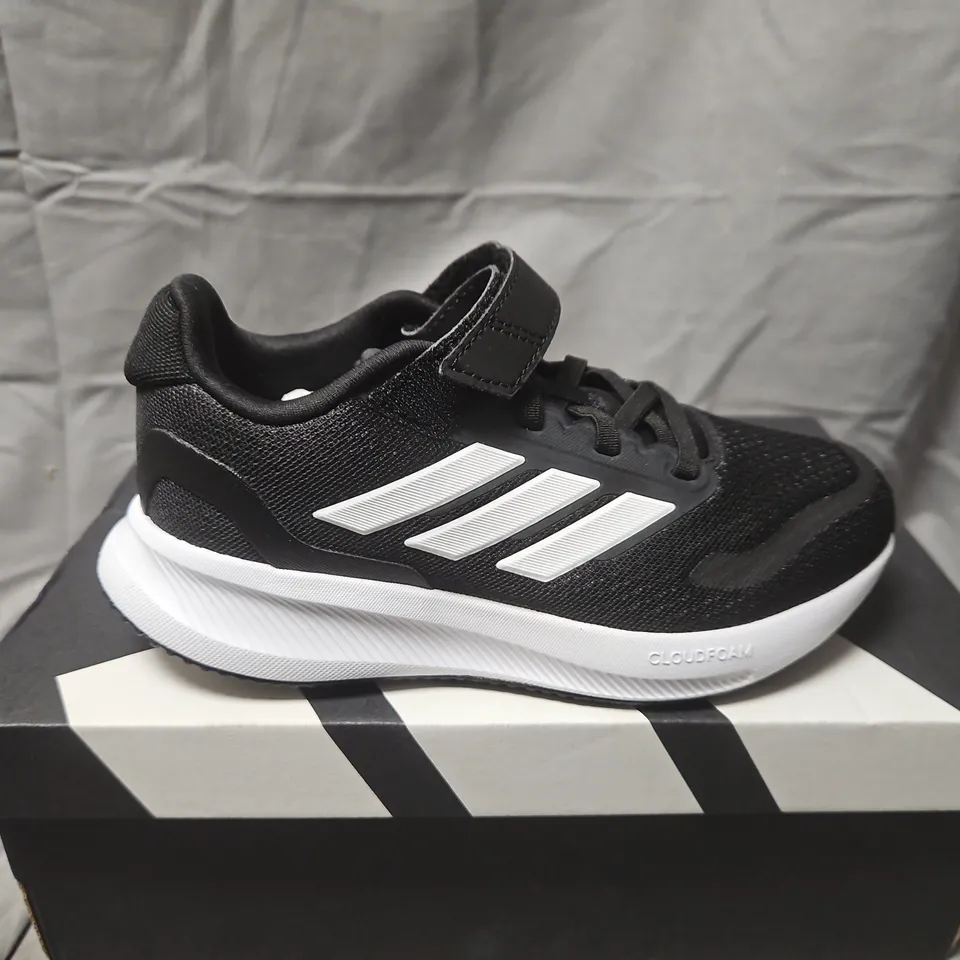 BOXED ADIDAS RUN FALCON 5 EL C KIDS' TRAINERS – BLACK/WHITE, UK 13K