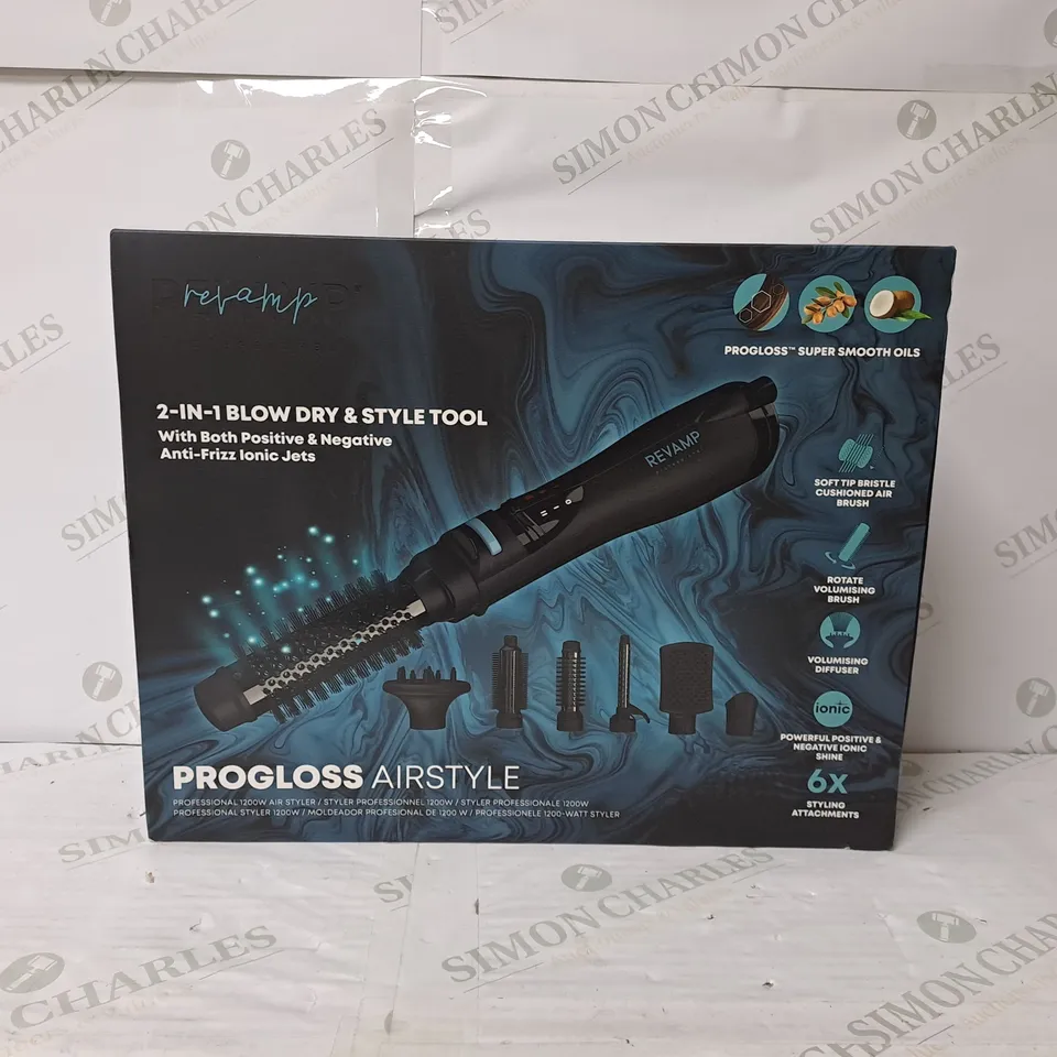 BOXED REVAMP PROGLOSS AIRSTYLE 2-IN-1 BLOW DRY & STYLE TOOL DR-1250A  RRP £79.99