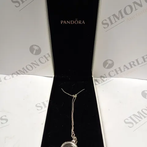 BOXED PANDORA SILVER NECKLESS WITH GLASS CHARM