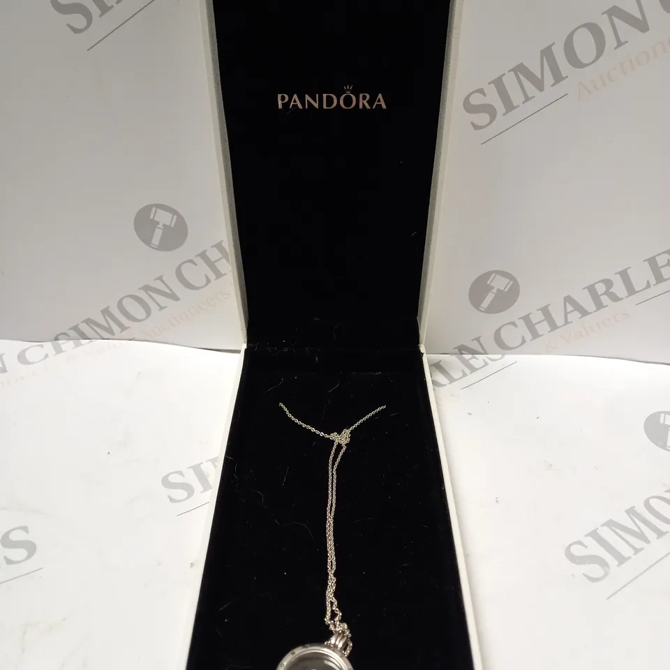 BOXED PANDORA SILVER NECKLESS WITH GLASS CHARM 