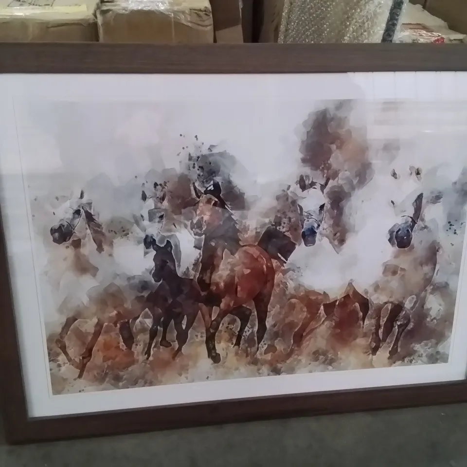 BOXED ABSTRACT HORSES CANVAS ART PRINT