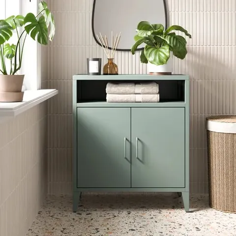 BOXED HELGA 2 DOOR CABINET - GREEN (1 BOX)