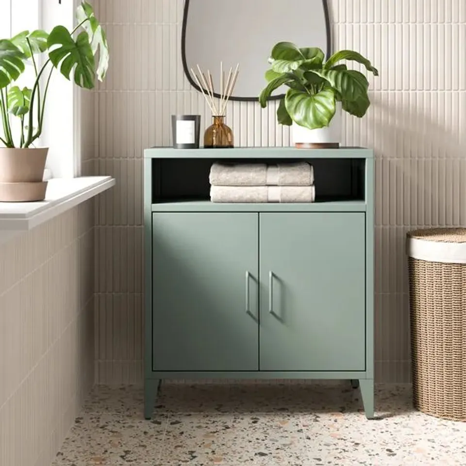 BOXED HELGA 2 DOOR CABINET - GREEN (1 BOX)