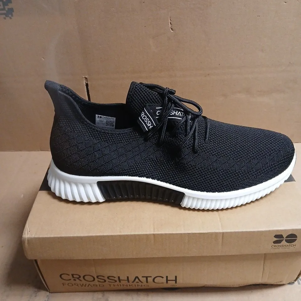 CROSSHATCH KNIT SNEAKERS – BLACK BOXED UK 12