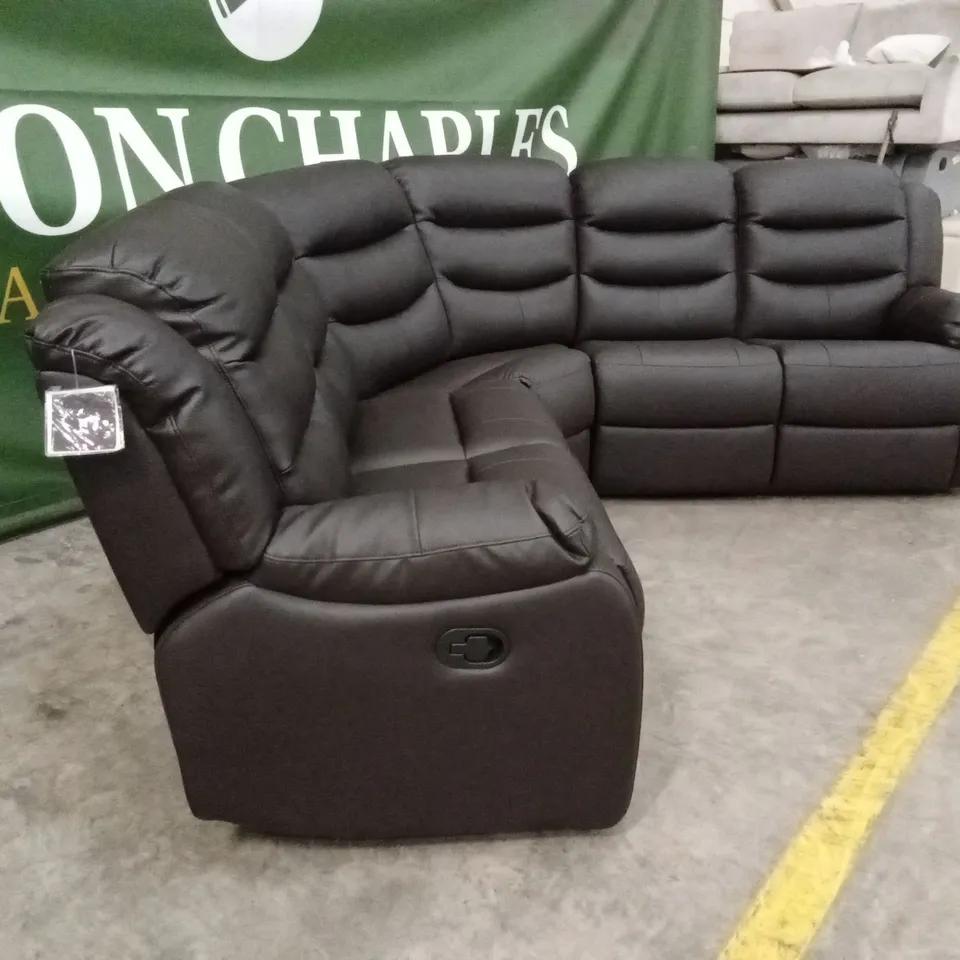 ROTHBURY LUXURY FAUX LEATHER HIGH BACK MANUAL RECLINER CORNER GROUP SOFA - CHOCOLATE RRP £1599