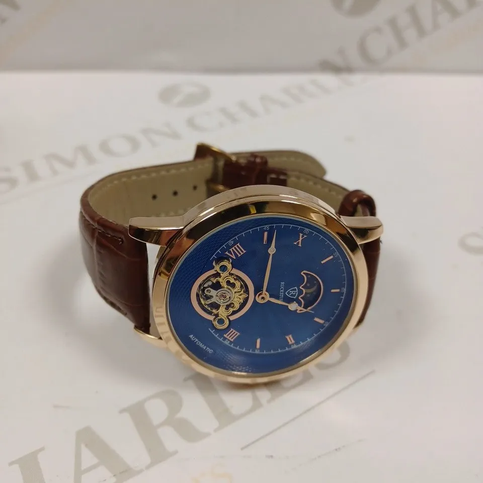 MENS RUCKSTUHL AUTOMATIC DIAL – R100 -TOURBILLION DESIGN DIAL – GLASS EXHIBITION BACK – LEATHER STRAP