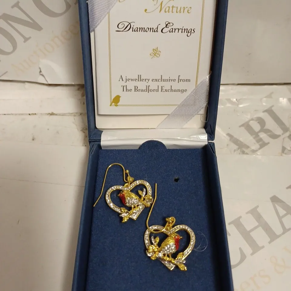 THE BRADFORD EXCHANGE ROBIN HEART EARRINGS