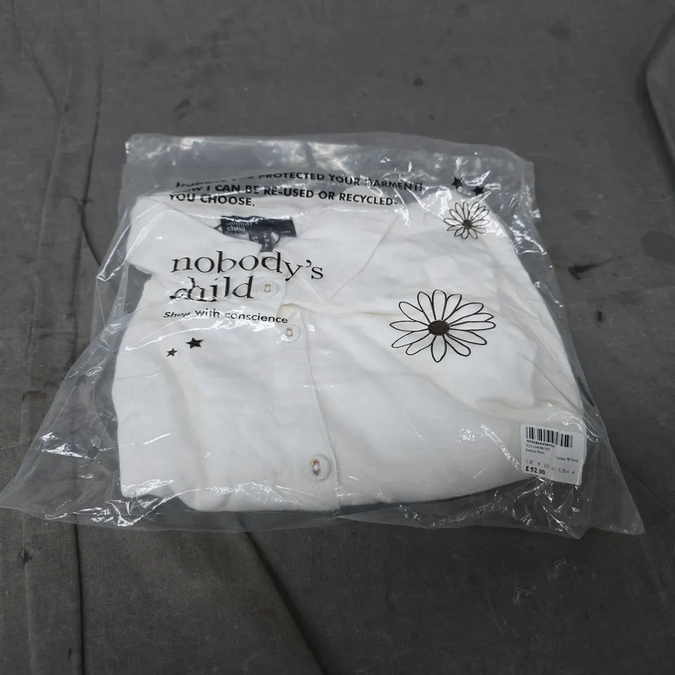 NOBODY'S CHILD BENNIE SHIRT - LINEN WHITE, UK 8 (EU 36, USA 4)