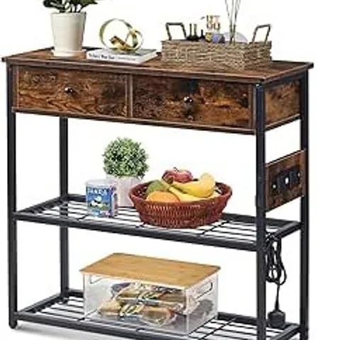 BOXED 3 TIER TABLE - BROWN