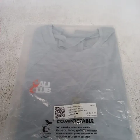 CALI CLUB LIGHT GREY BLUE LOGO TOP SIZE L