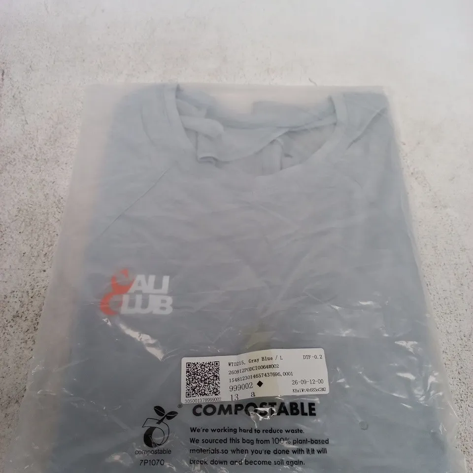 CALI CLUB LIGHT GREY BLUE LOGO TOP SIZE L