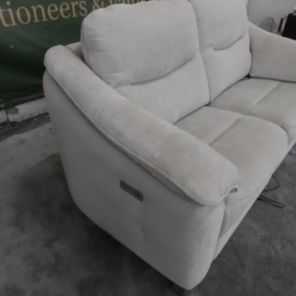 DESIGNER G PLAN MADE JACKSON MONTILLA ALMOND FABRIC ELECTRIC RECLINING THREE SEATER SOFA