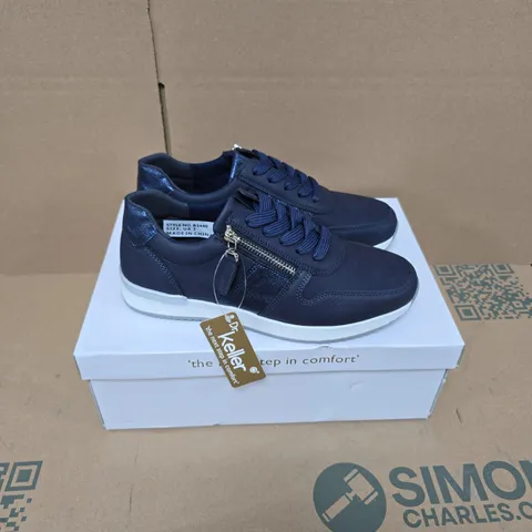 BOXED PAIR OF DR KELLER MARTINA SHOES IN NAVY - SIZE 3