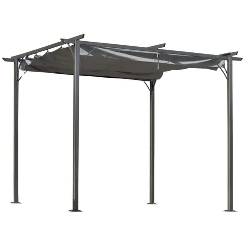 OUTSUNNY 3 X 3(M) METAL RETRACTABLE PERGOLA, GARDEN GAZEBO METAL PERGOLA CANOPY OUTDOOR SUN SHADE SHELTER FOR PARTY BBQ, GREY