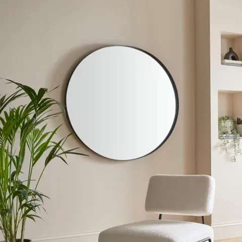 BOXED NEW YORK ROUND MIRROR BLACK 115CM