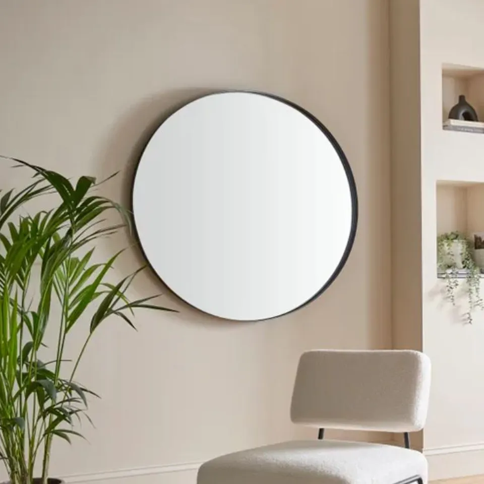 BOXED NEW YORK ROUND MIRROR BLACK 115CM