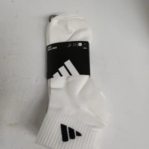 ADIDAS ANKLE SOCKS – WHITE, SIZE L, 3 PACK