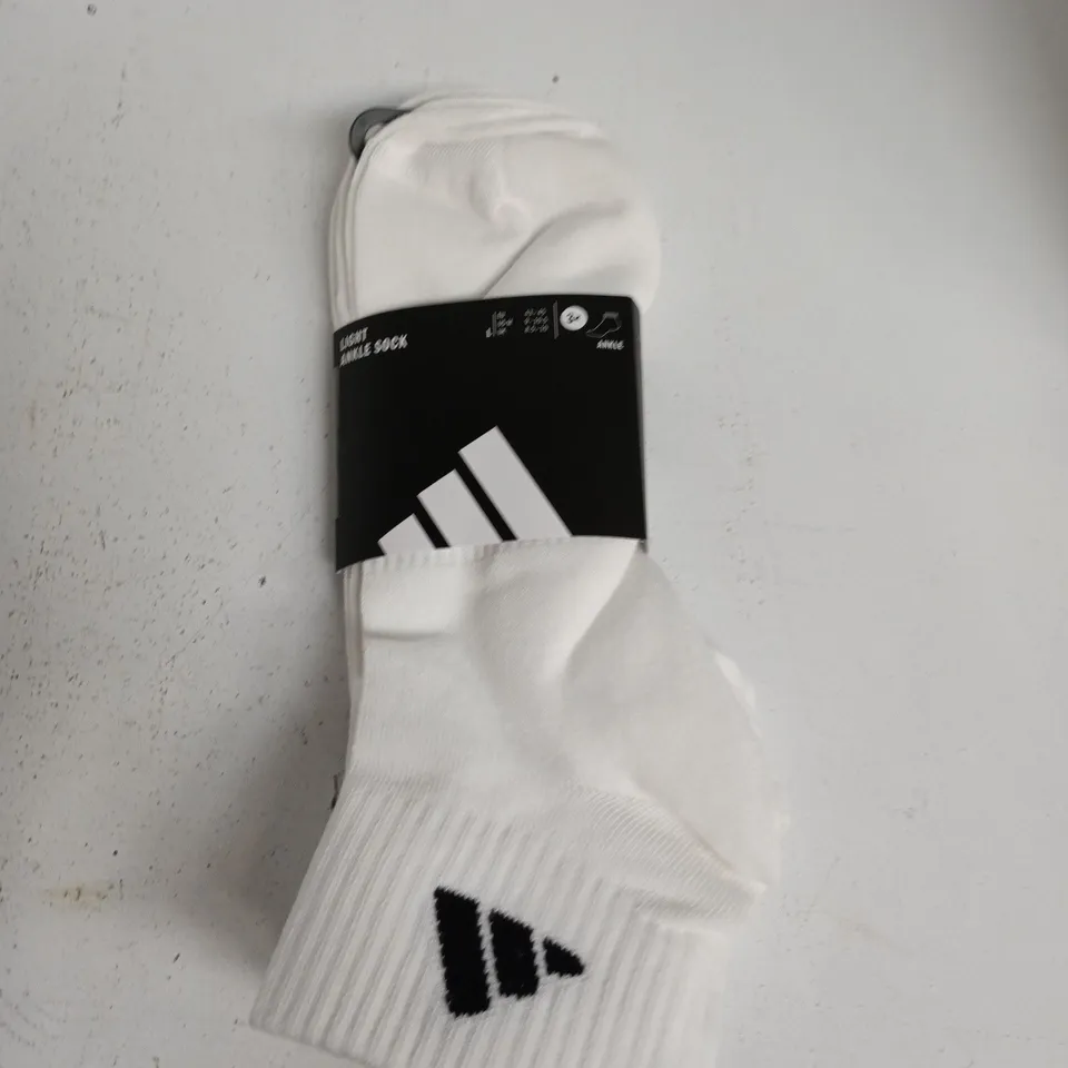 ADIDAS ANKLE SOCKS – WHITE, SIZE L, 3 PACK