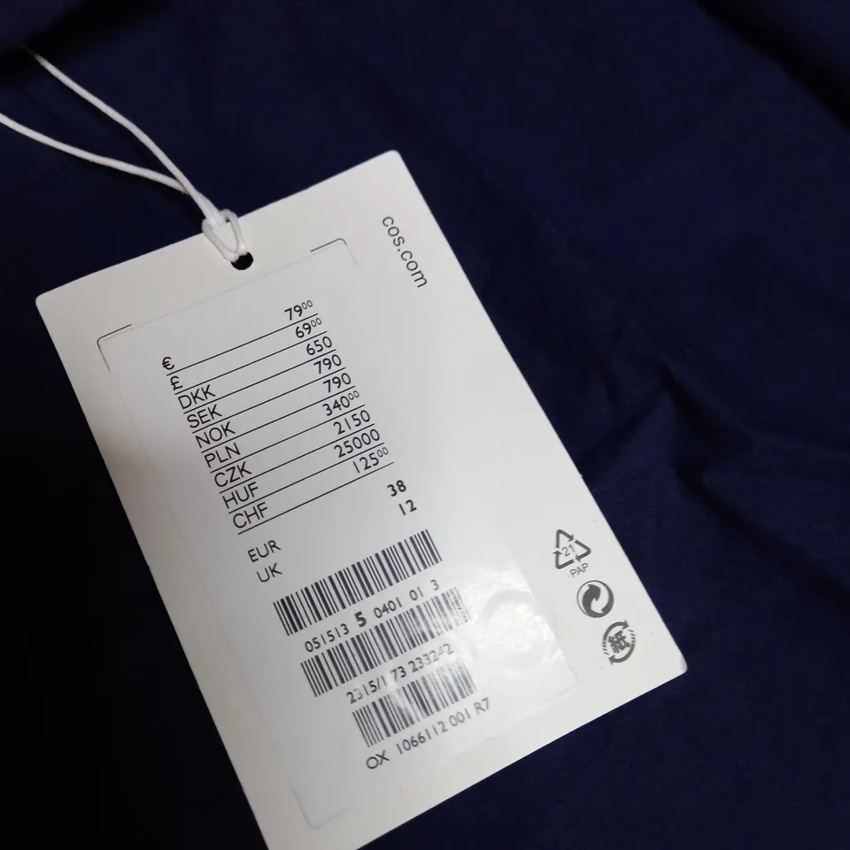 COS NAVY SHIRT DRESS - SIZE 12