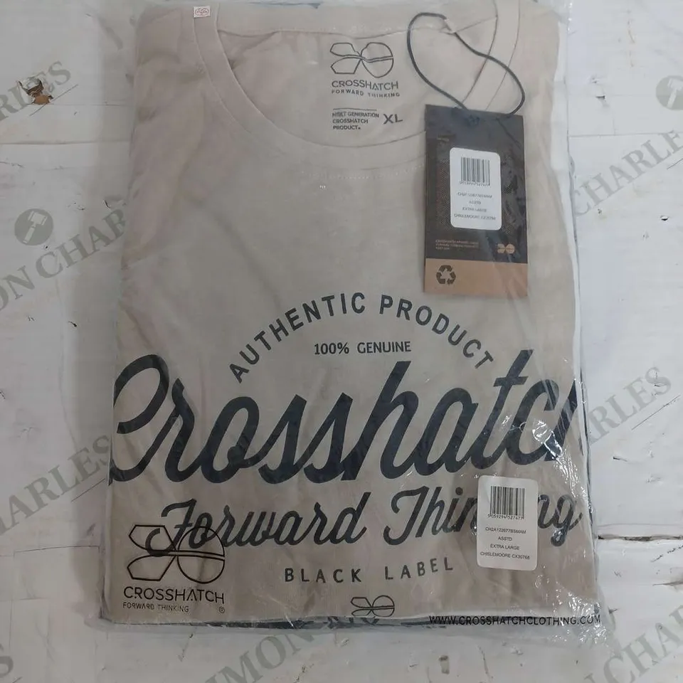 SEALED CROSSHATCH SET OF 4 T-SHIRTS IN BEIGE, WHITE , GREY & NAVY - XL