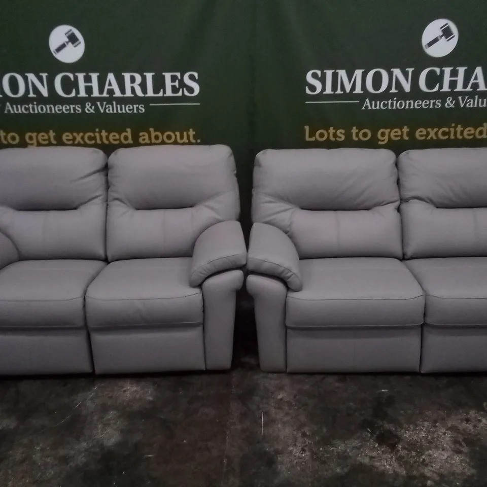 DESIGNER G PLAN MADE SEATTLE CAMBRIDGE GREY ELECTRIC RECLINING TWO SEATER SOFA AND FIXED TWO AND A HALF SEATER SOFA