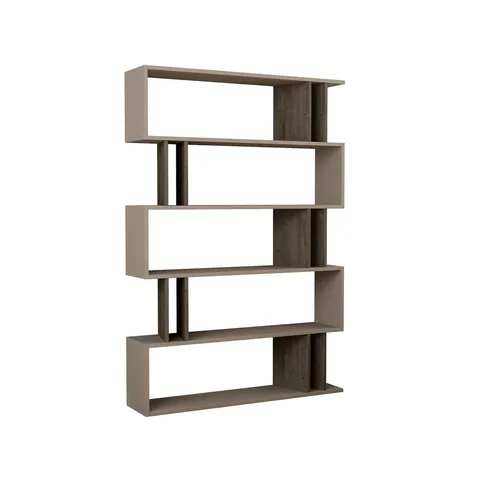 BOXED PARTIRO MODERN BOOKCASE WALL MOUNTED ROOM SEPARATOR - LIGHT MOCHA 