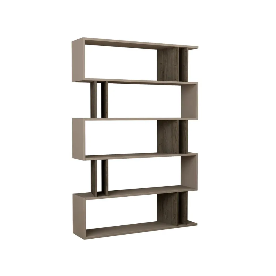 BOXED PARTIRO MODERN BOOKCASE WALL MOUNTED ROOM SEPARATOR - LIGHT MOCHA 