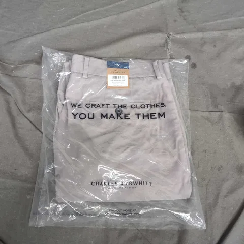 BAGGED CHARLES TYRWHITT LIGHT GREY CLASSIC FIT ULTIMATE NON-IRON CHINO TROUSERS – 34W X 30L