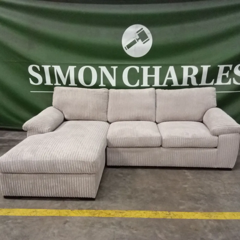 AMALFI 3 SEATER STANDARD BACK LEFT HAND FABRIC CORNER CHAISE SOFA - CREAM RRP £899
