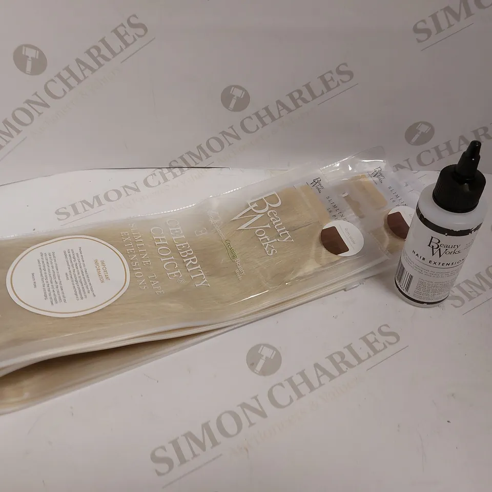 BOX OF 3 BEAUTY WORKS ITEMS TO INCLUDE EXTENSION REMOVER AND 2 PACKS OF SLIMLINE TAPE EXTENSIONS
