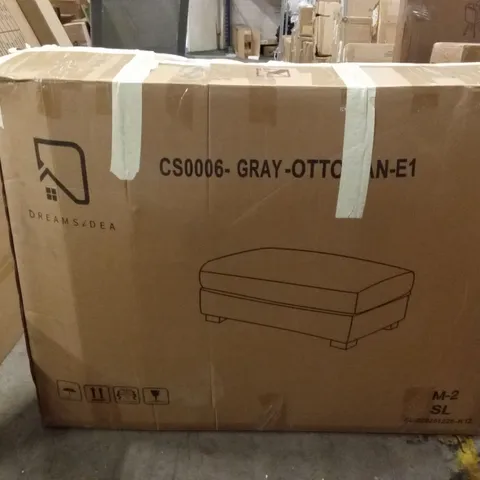 BOXED GREY OTTOMAN STOOL (1 BOX)