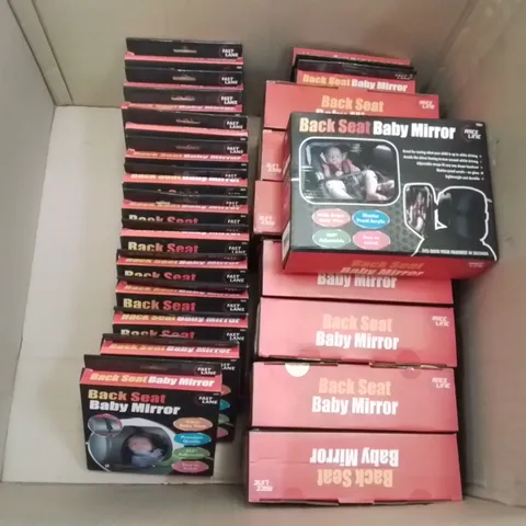 BOX CONTAINING APPROXIMATELY 22 BRAND NEW BABY BACK SEAT MIRRORS