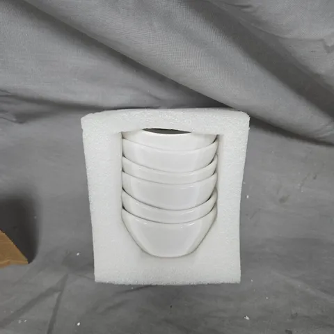 6 X  WHITE CERAMIC BOWLS – NESTING 