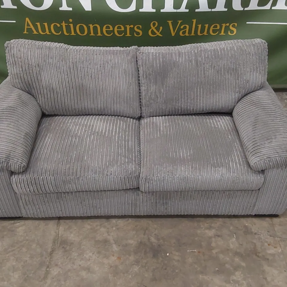 QUALITY DESIGNER AMALFI STANDARD BACK FABRIC 2 SEATER SOFA BED - CHARCOAL