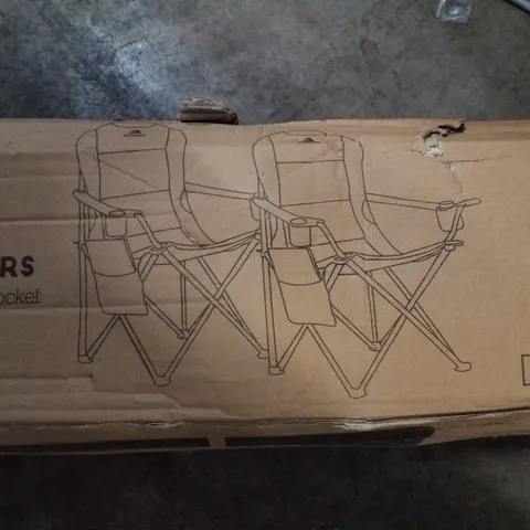 BOXED VOYAGER SET OF 2 PADDED CAMPING CHAIRS - BLACK & GREY