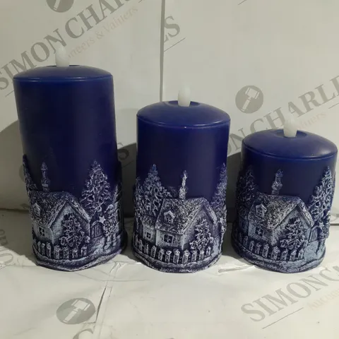 SET OF FESTIVE PRE LIT LED CANDLES